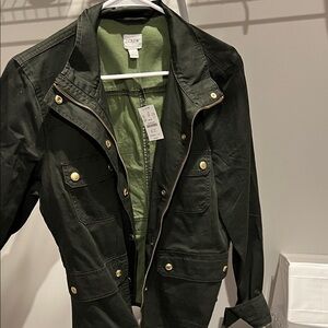 J. Crew Olive Green Utility Jacket with Gold Hardware